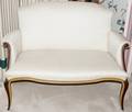 051293 FRENCH STYLE WOOD  UPHOLSTERED SETTEE H 34