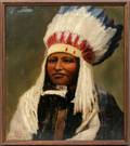 042209 AMERICAN OIL ON CANVAS PORTRAIT OF A CHIEF