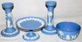 032285 WEDGWOOD BLUE JASPERWARE GROUP FOUR PIECES