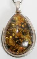 030314 STERLING SILVER AND AMBER NECKLACE L 20