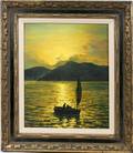 022261 E SAVIN OIL ON CANVAS PANEL EVENING SAIL
