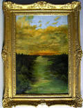 Oil on board sunset landscape