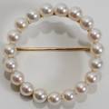 011402 42 MM PEARL  14K YELLOW GOLD CIRCLE BROOCH