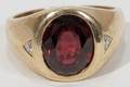 011390 14K YELLOW GOLD  RHODOLITE GARNET MANS RING