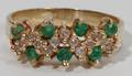 050295 YELLOW GOLD EMERALD  DIAMOND RING