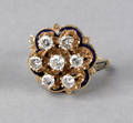 Diamond and enameled 14K yellow gold ring