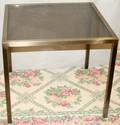 040330 MODERN BRONZE PATINA GLASS TOP END TABLE H21