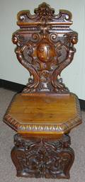 031382 FLORENTINE CARVED WALNUT CHAIR C 1900
