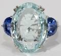 022290 26 CT AQUAMARINE AND 350 CT SAPPHIRE RING