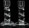 021305 STEUBEN GLASS CANDLESTICKS PAIR H 8