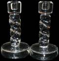 021304 STEUBEN GLASS ROPETWIST CANDLESTICKS PAIR