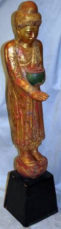 012276 BURMESE GILT  RED LACQUER STANDING BUDDHA