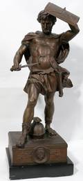 012255 EUROPEAN SPELTER SCULPTURE CLASSICAL WARRIOR