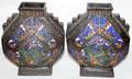 011435 JAPANESE ART DECO BRONZE  ENAMEL VASES H95