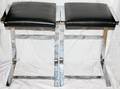 122285 CHROME  LEATHER STOOLS PAIR H24 W18 L16