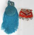 060335 NATIVE AM GLASS BEADED BAG TASSLES  HANDLE