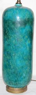 052362 GLAZEDTURQUOISE POTTERY VASE AS A LAMP H 21