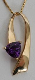 042315 14K YELLOW GOLD AMETHYST PENDANT  CHAIN
