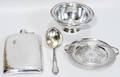 040398 STERLING SPOON BOWL  FLASK FOUR PIECES