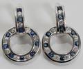 032374 14K WHITE GOLD DIAMOND  SAPPHIRE EARRINGS