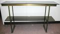 031432 BRASS CONSOLE WITH GLASS TOP H 34 W 56