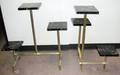 031431 BRASS CURIO STANDS WITH MARBLE TOPS 4 H 33