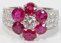 022326 287 CT RUBY  140 CT DIAMOND DAISY RING