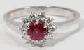 022336 14KT WHITE GOLD RUBY  10 ROUND DIAMOND RING