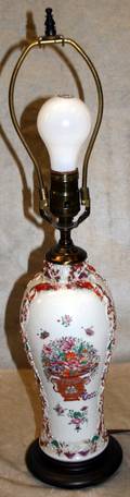 012308 LOWESTOFF PORCELAIN VASE AS A LAMP 18TH C
