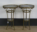 Pair of contemporary painted porcelain and gilt end tables
