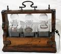 012287 ENGLISH OAK  CRYSTAL TANTALUS SET 19TH C