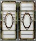 012285 LEADED STAINED GLASS PANELS ETCHED MEDALLIONS