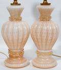051405 VENETIAN GLASS BOUDOIR LAMPS WITH GOLD FLECKS