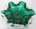 051403 VENETIAN GREEN  CLEAR GLASS BOWL WGOLD
