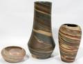 041443 NILOAK ARKANSAS POTTERY VASES THREE H 29