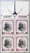 040439 US POSTAGE PLATE BLOCK 1DOLLAR STAMPS