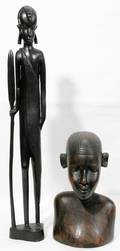 031466 AFRICAN CARVINGS A MAASAI FIGURE  A BUST
