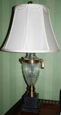 031436 CRYSTAL  BRASS LAMP H 33 OVERALL