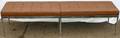 021419 CHROME  TUFTED BROWN LEATHER BENCH H 17