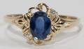020406 14KT YELLOW GOLD SAPPHIRE  DIAMOND RING