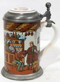 010393 VILLEROY  BOCH PORCELAIN  PEWTER STEIN