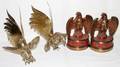 122377 BRASS COCKS COMPOSITION EAGLE BOOKENDS 4 PCS