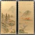 060435 PAIR OF JAPANESE SILK PRINTS H 36 W 18