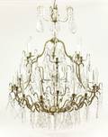 Large Gilt Metal  Crystal 18Arm Chandelier