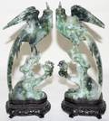 051471 CHINESE CARVED SPINACH JADE EXOTIC BIRDS H 7