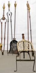 042397 BRASS FIRE PLACE TOOLS C 1800 SIX PIECES