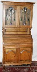 042396 OAK ROLLTOP DESKBOOKCASE C1900 H 82 W 37