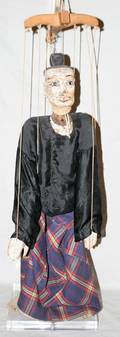 042390 CHINESE WOOD AND CLOTH PUPPET 19TH C H 29
