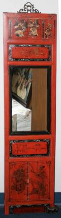 042389 CHINESE LACQUER PANEL 19TH C H 56 W 13