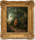 042388 W WRIGHT OIL ON CANVAS BOY ON COUNTRY PATH
